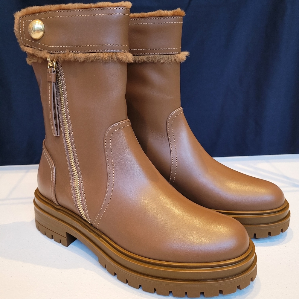 Gianurito Rossi‑Milan, Montreal Cuoio, Brown Leather Boots, New in Box, 38.5 - Picture 4 of 16